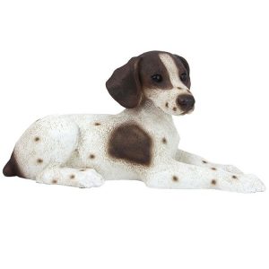 Brown & White Pointer Puppy Dog Statue