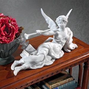 Saint Honore Trumpeting Angel Bonded Marble Mantel Statue