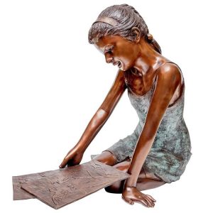 Samantha The Artist, Little Girl Cast Bronze Garden Statue