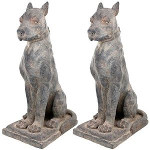 The Great Dane Sentinel Quiet Strength Dog Statue: Set Of Two