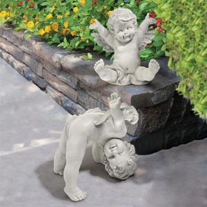 Topsy And Turvey The Cherub Twins Statues: Set Of Two