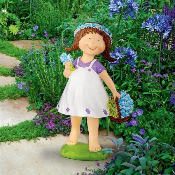 Bluebonnet Twins Springtime Child Garden Statue: Juliette Girl