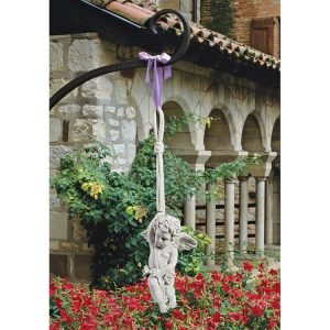 Angelic Play Hanging Cherub Sculpture: Large