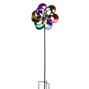 Colorful Gala 4-Blade Solar Wind Spinner for Gardens