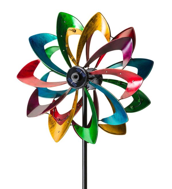 solar flower wind spinner