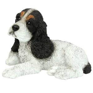 Black & White Cocker Spaniel Puppy Dog Statue