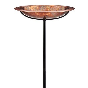 Copper bird bath with fired finish