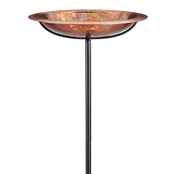 Copper bird bath with fired finish