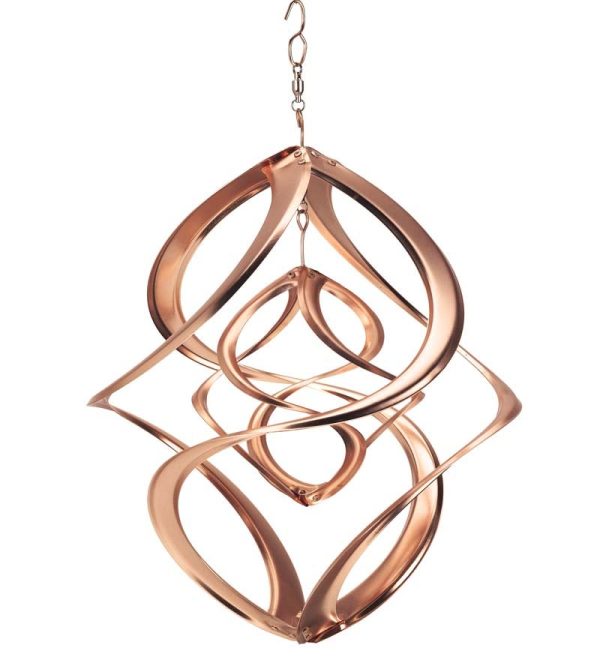 Dual Spiral Copper-Plated Wind Spinner for Gardens