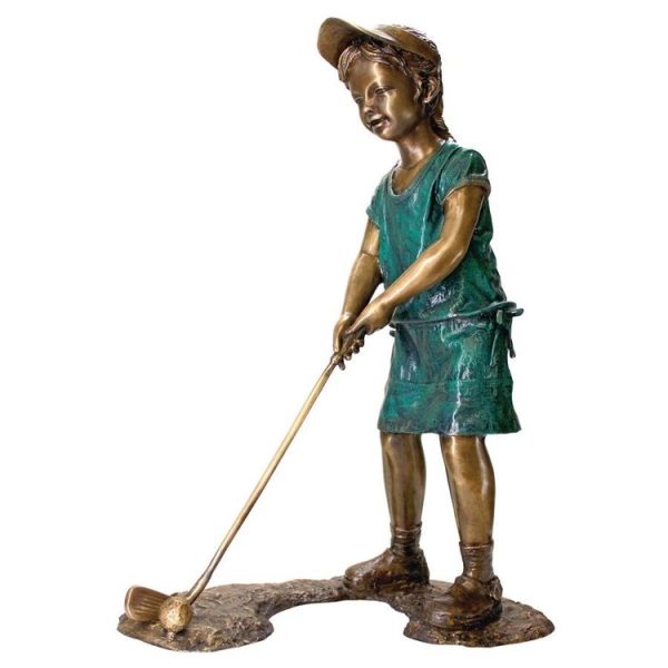 Gabrielle The Girl Golfer Cast Bronze Garden Statue