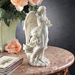Trumpeting Cathedral Angel Bonded Marble Resin Statue