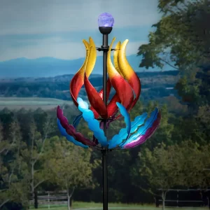 multi-color tulip solar wind spinner