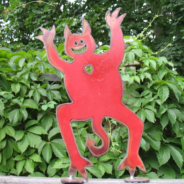 dancing devil metal yard art