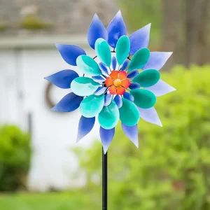 purple blue flower wind spinner